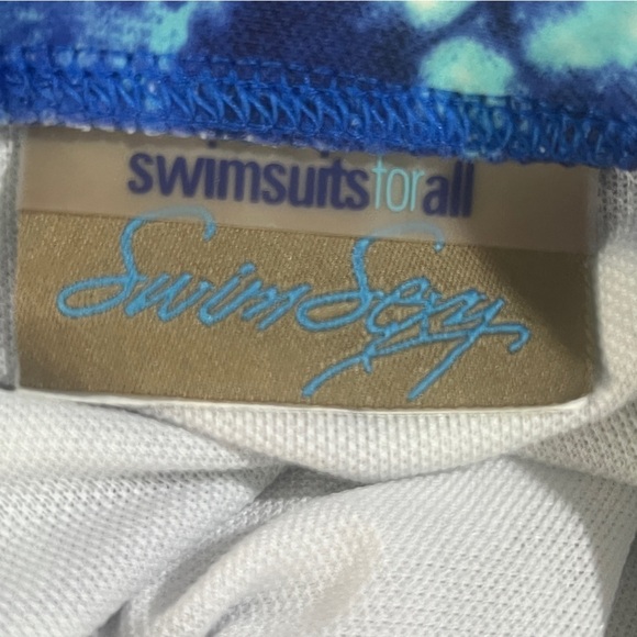 Swimsuits For All Women's Plus Size Shirred High Waist Swim Brief in Blue - Picture 9 of 10